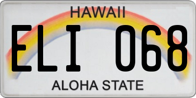 HI license plate ELI068