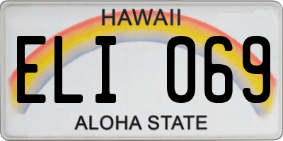 HI license plate ELI069