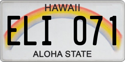 HI license plate ELI071