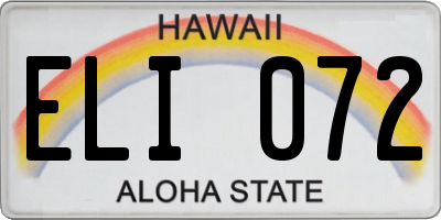 HI license plate ELI072
