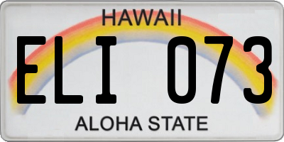 HI license plate ELI073