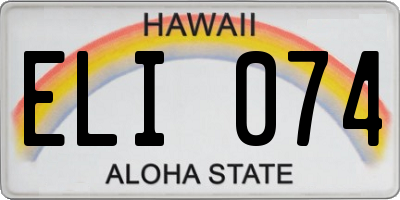 HI license plate ELI074