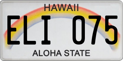 HI license plate ELI075