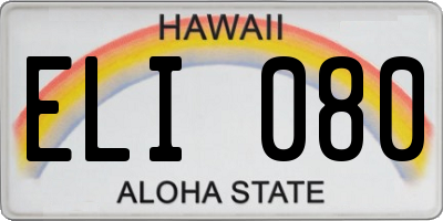 HI license plate ELI080