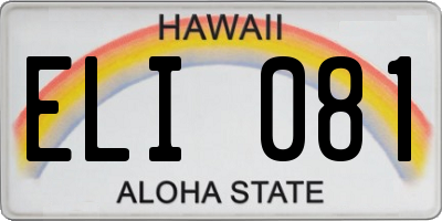 HI license plate ELI081