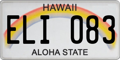 HI license plate ELI083
