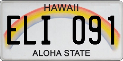 HI license plate ELI091