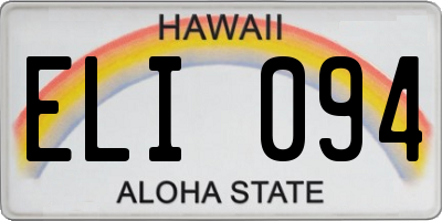HI license plate ELI094