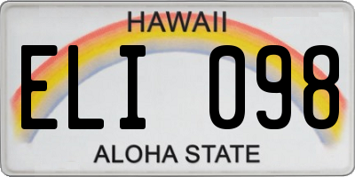 HI license plate ELI098