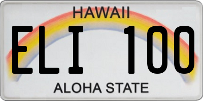 HI license plate ELI100