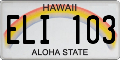 HI license plate ELI103
