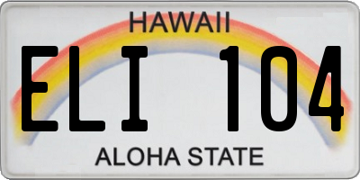 HI license plate ELI104