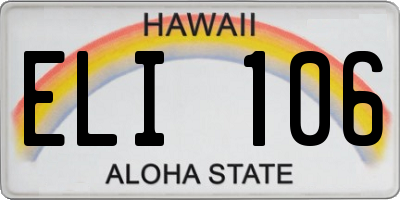 HI license plate ELI106