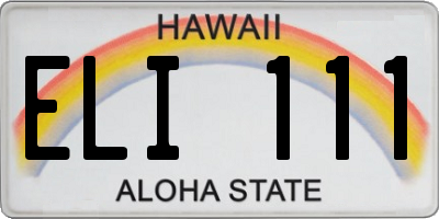 HI license plate ELI111