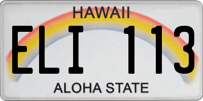 HI license plate ELI113