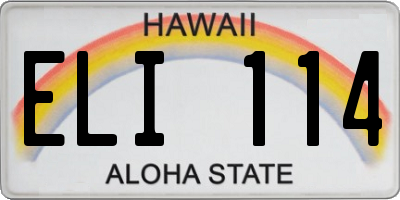 HI license plate ELI114