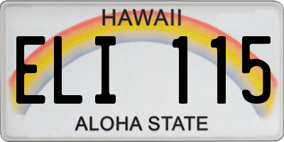 HI license plate ELI115