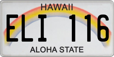 HI license plate ELI116