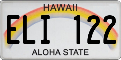 HI license plate ELI122