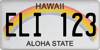 HI license plate ELI123