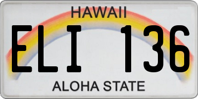 HI license plate ELI136