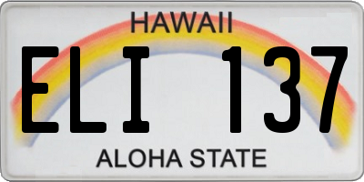 HI license plate ELI137