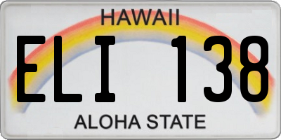 HI license plate ELI138
