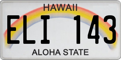 HI license plate ELI143