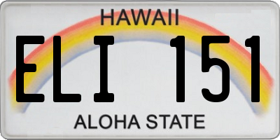 HI license plate ELI151