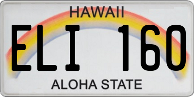 HI license plate ELI160