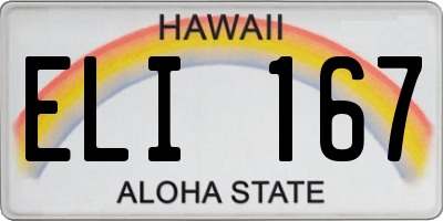 HI license plate ELI167