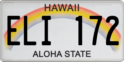 HI license plate ELI172