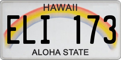 HI license plate ELI173