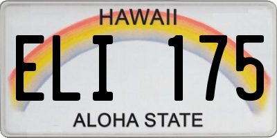 HI license plate ELI175