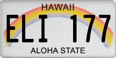HI license plate ELI177