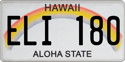 HI license plate ELI180