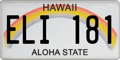 HI license plate ELI181