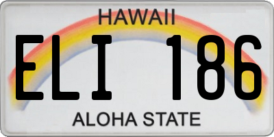 HI license plate ELI186