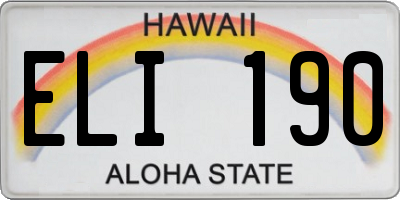 HI license plate ELI190