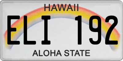 HI license plate ELI192