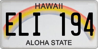 HI license plate ELI194