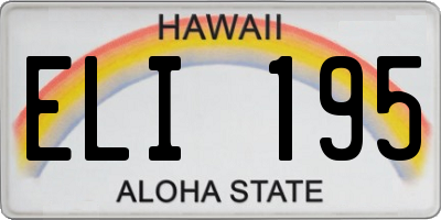HI license plate ELI195