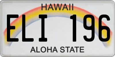 HI license plate ELI196