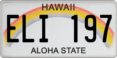 HI license plate ELI197