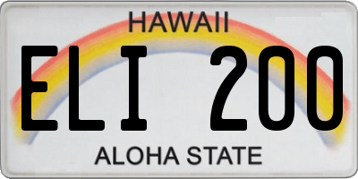 HI license plate ELI200