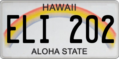 HI license plate ELI202