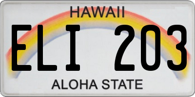 HI license plate ELI203