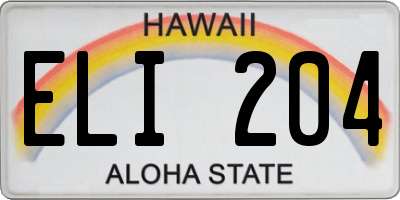 HI license plate ELI204