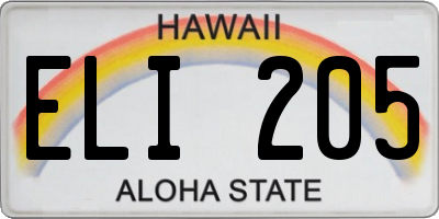 HI license plate ELI205