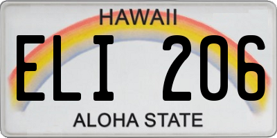 HI license plate ELI206